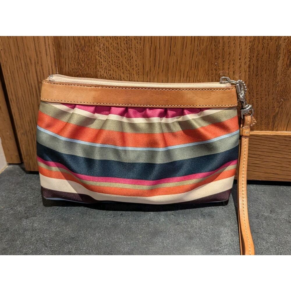 Coach Legacy Satin Leather Stripe Wristlet Wallet - Picture 4 of 6